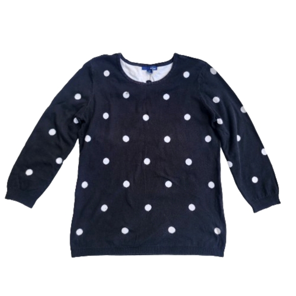 Basic Editions Black & White Polka Dot Clowncore Pullover Sweater - Picture 1 of 3